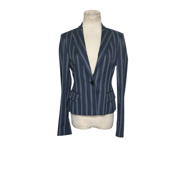BCBGMaxAzria blue gray pinstripes long sleeves blazer size XS - Picture 13 of 15